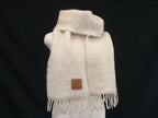 Loewe Anagram Mohair Wool Nylon Scarf Fringe Shawl Ivory