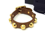Prada Leather Studs M Brown Bracelet