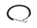 Hermes Jumbo Leather Braided Silver Bracelet Black — view 2