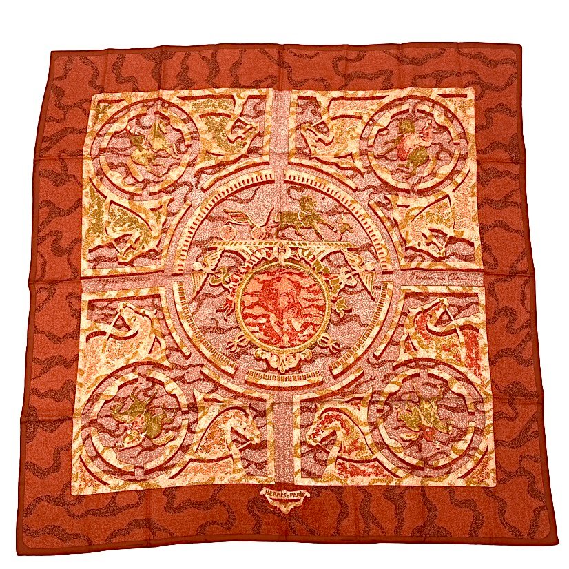 Hermes Peintre du Cheval Horse Painter Carre 90 Silk 100% Scarf