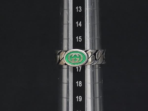 Gucci Interlocking Ring Silver Green — view 3