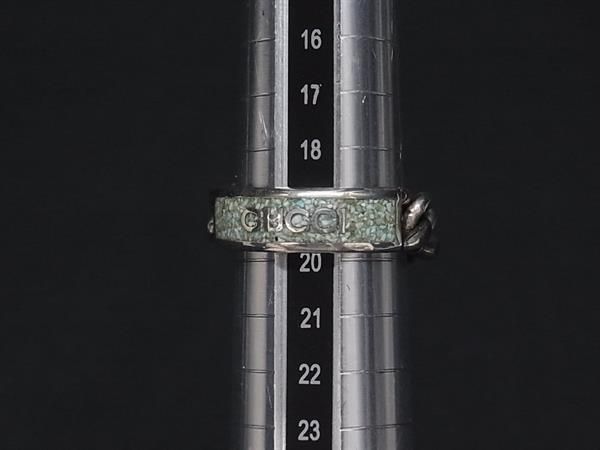 Gucci Golmet Chain Ring Silver Green — view 3