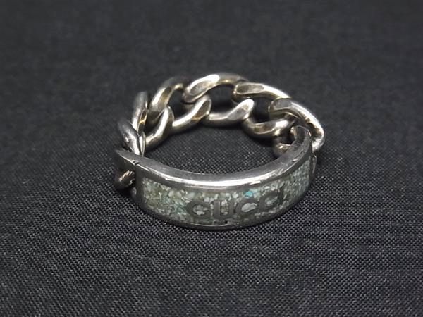 Gucci Golmet Chain Ring Silver Green