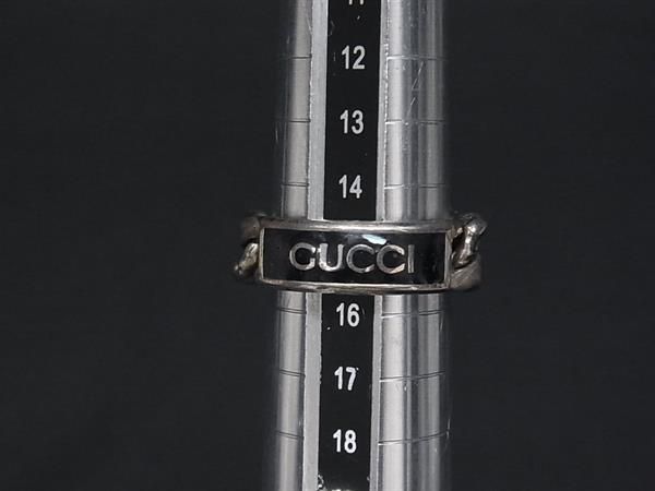 Gucci Golmet Chain Ring Silver Black — view 3