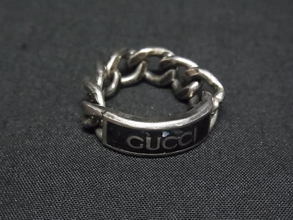 Gucci Golmet Chain Ring Silver Black