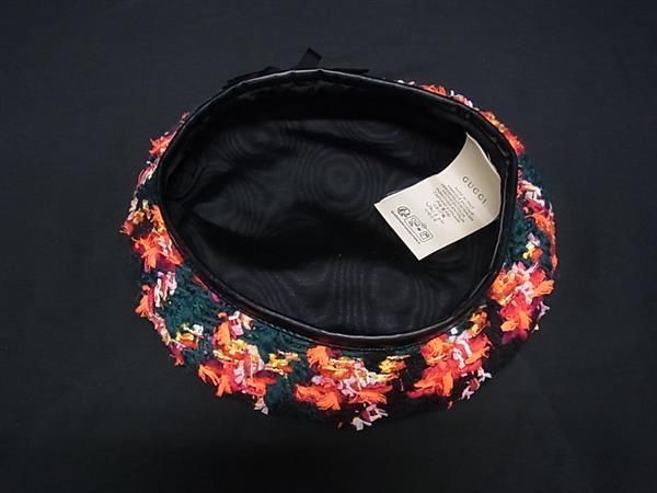 Gucci GG Marmont Wool Nylon Beret M 57 Orange — view 4