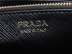 Prada Saffiano Leather Zip Around Wallet Billfold Coin Purse Black — view 5