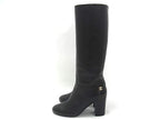 Chanel CC Logo Leather Long 35c Shoes Black — view 3
