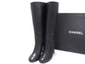 Chanel CC Logo Leather Long 35c Shoes Black