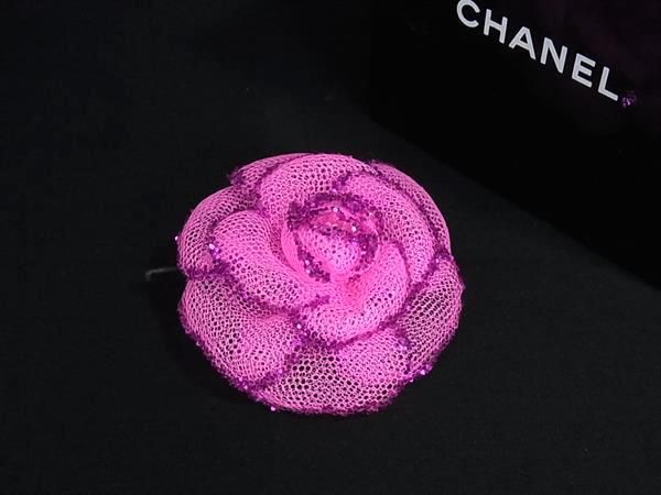 Chanel Camellia Nylon Corsage Pin Brooch Pin Badge Pink