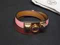 Hermes Rival Double Tour Leather Bracelet Pink