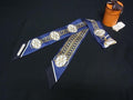 Hermes Lift Profile Twill Silk 100% Ribbon Scarf Navy