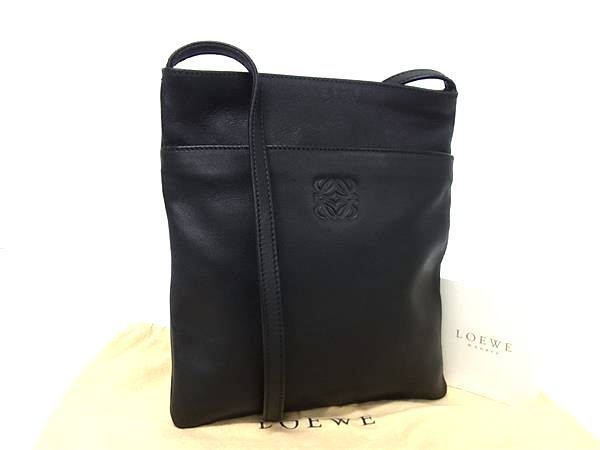 Loewe Anagram Leather Crossbody Shoulder Bag Pochette Black