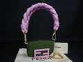 Fendi Nano Bucket Nylon 2-Way Handbag Maxi Handle Charm Green Pink