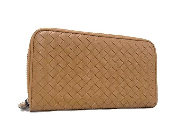 Bottega Veneta Intrecciato Leather Zip Around Wallet Brown