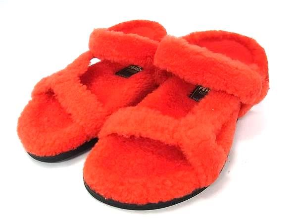Fendi Shearling 37 Shoes Orange