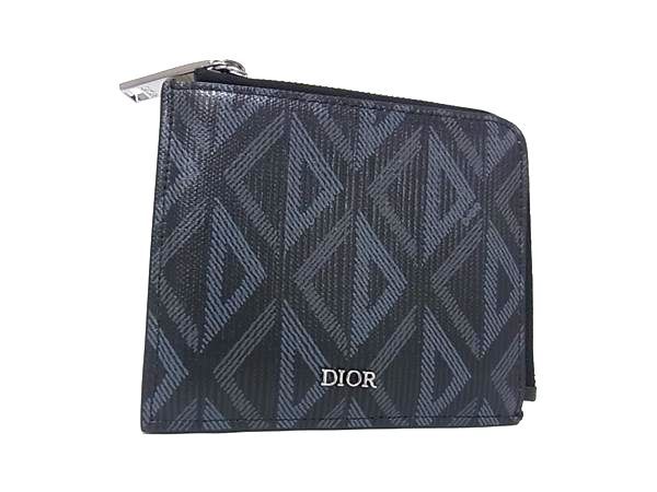 Dior CD Diamond L-shaped Zipper Wallet Black