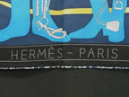 Hermes Monsieur Et Madame & Carre 70 Silk Scarf Shawl Navy — view 4