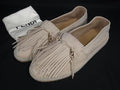 Fendi O-rock Suede Tassel Loafers 10 Shoes Beige