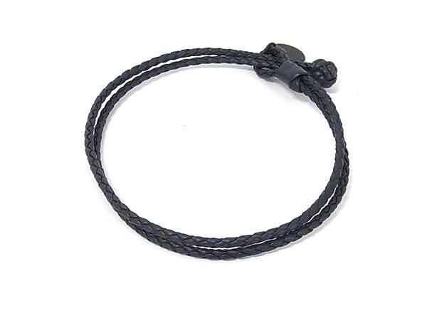 Bottega Veneta Intrecciato Leather Bracelet Navy — view 2