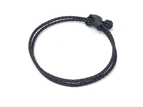 Bottega Veneta Intrecciato Leather Bracelet Navy — view 2