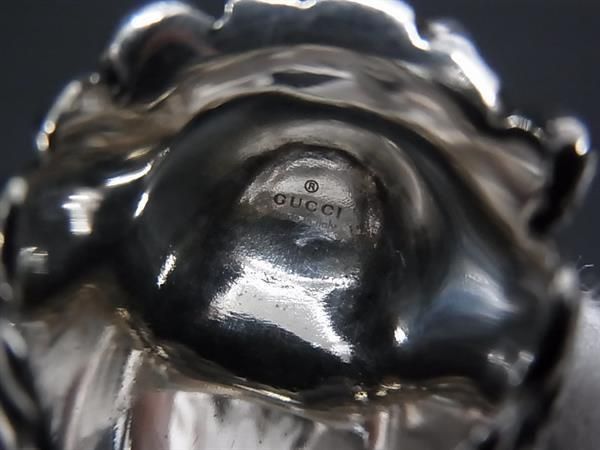 Gucci Lion Head Silver Black Ring — view 4