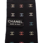 Chanel Slim Bandeau Scarf Silk Black Multicolor — view 5