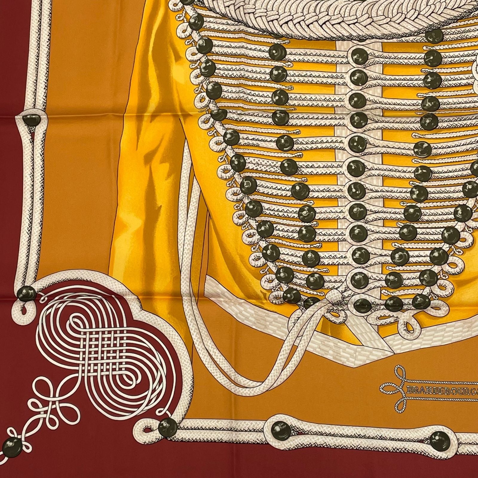 Hermes Carre 90 Brandebourgs Scarf Silk Red Yellow — view 3