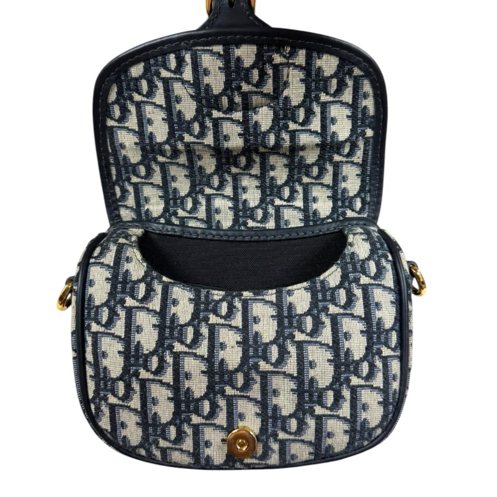 Dior Bobi Oblique Shoulder Bag Leather Navy — view 8