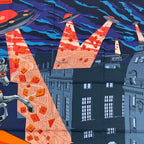 Hermes Carre 90 Scarf Space Shopping at Faubourg Blue — view 4