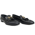 Hermes Moccasins Royale 37 Black Leather Gold Shoes — view 2