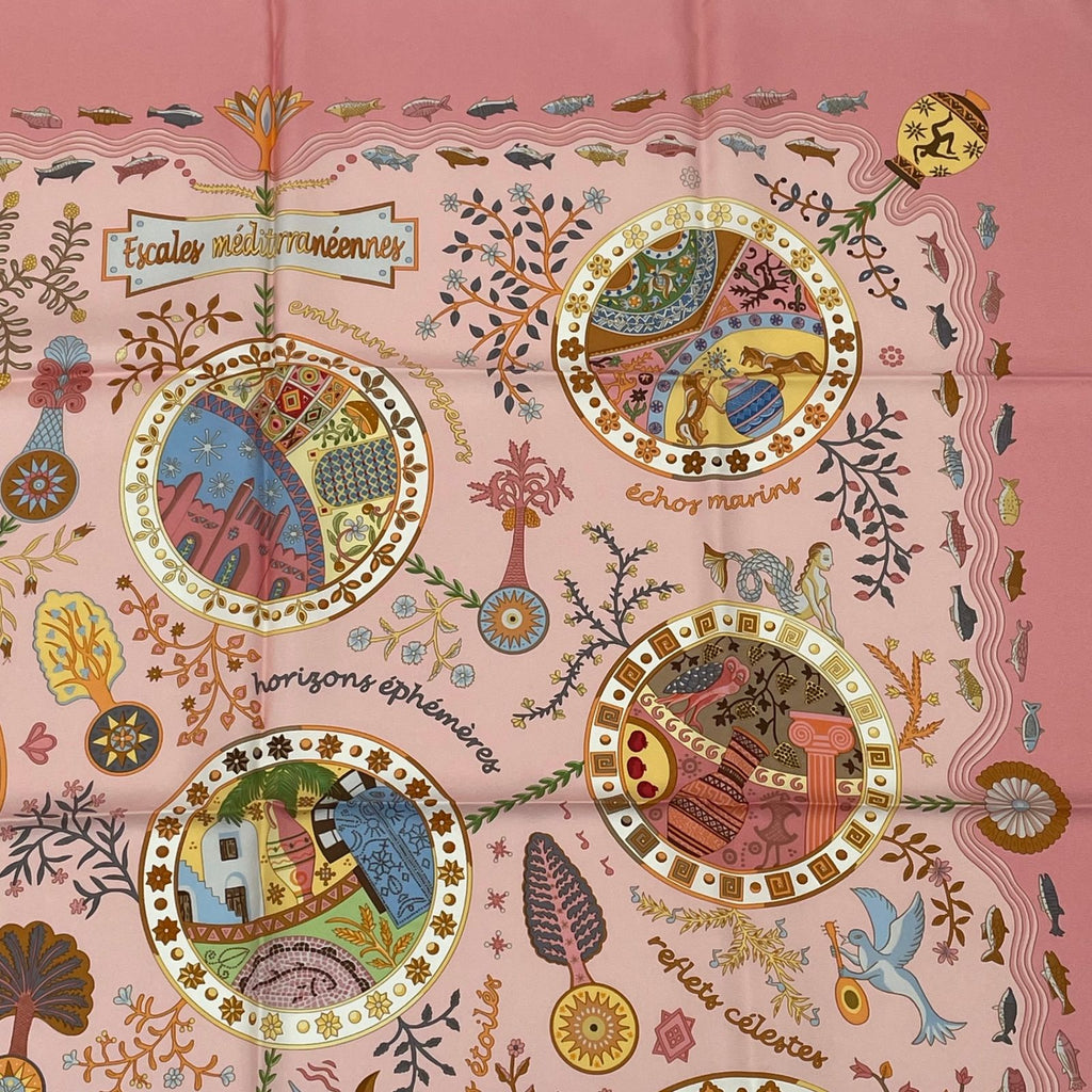 Hermes Carre 90 Escales Mediterraneennes Mediterranean Port Town Scarf Silk — view 4