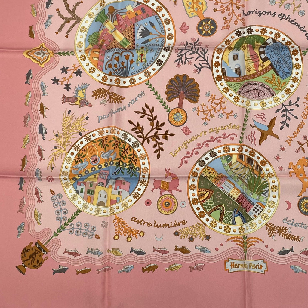 Hermes Carre 90 Escales Mediterraneennes Mediterranean Port Town Scarf Silk — view 2
