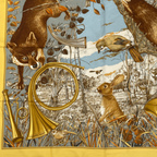 Hermes Carre 90 Chasse Au Bois Forest Hunting Yellow Scarf Silk — view 4