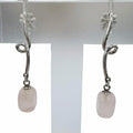 Tiffany & Co 925 Rose Quartz Color Stone Earrings Silver Pink