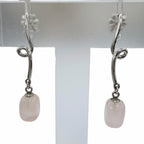 Tiffany & Co 925 Rose Quartz Color Stone Earrings Silver Pink