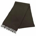 Prada Wool Cashmere Blend Logo Embroidered Fabric with Fringe Scarf Shawl Dark