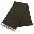 Prada Wool Cashmere Blend Logo Embroidered Fabric with Fringe Scarf Shawl Dark