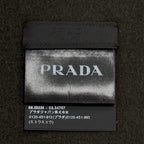Prada Wool Cashmere Blend Logo Embroidered Fabric with Fringe Scarf Shawl Dark — view 6