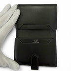 Hermes Bearn Mini Box Calf Silver Card Case Business Holder Black — view 7