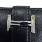 Hermes Bearn Mini Box Calf Silver Card Case Business Holder Black — view 6