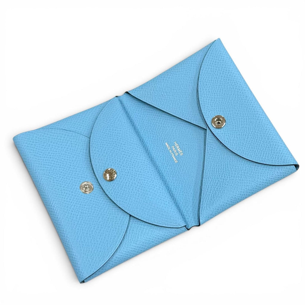 Hermes Calvi Duo Celeste Veau Epsom Series Compact Wallet Bifold — view 5