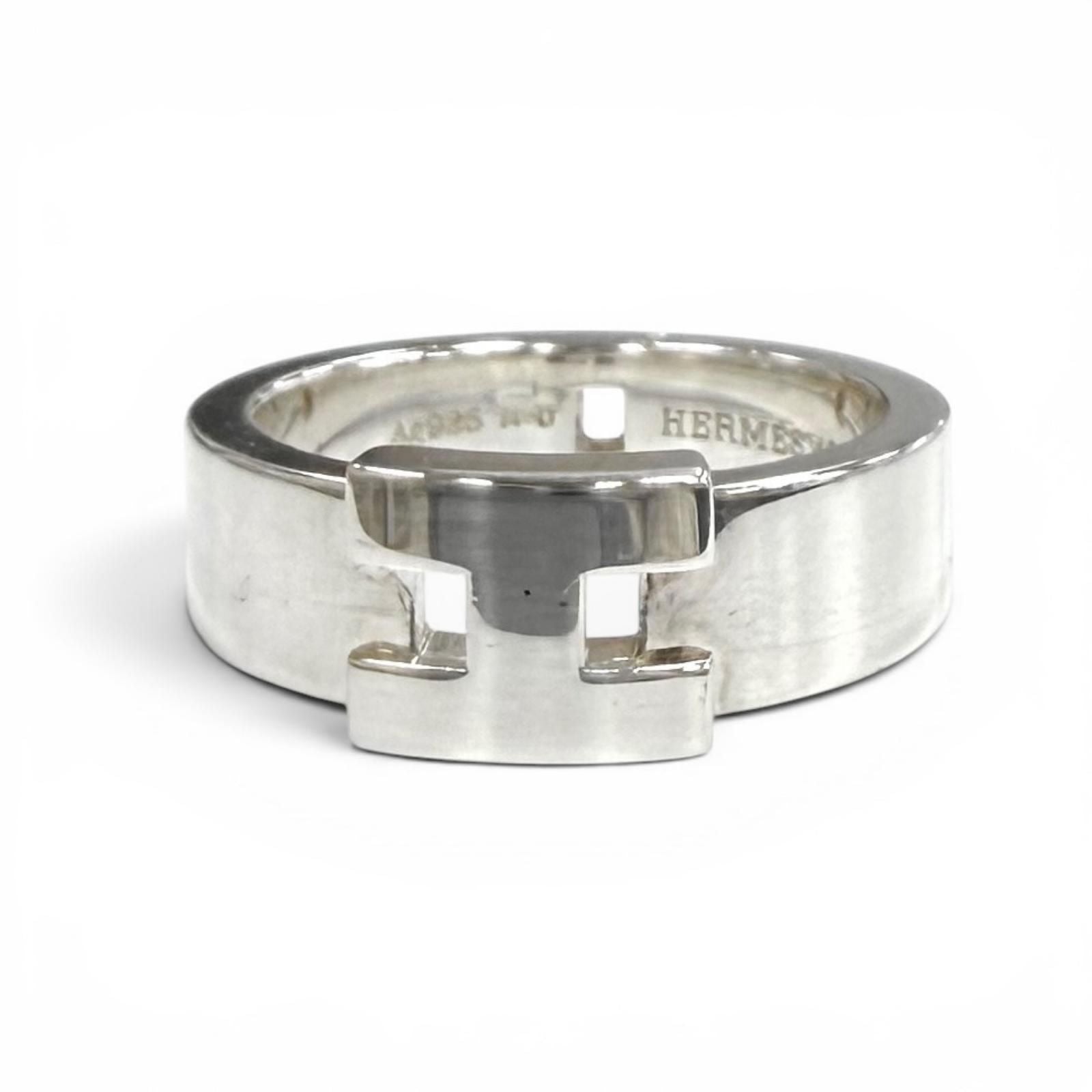Hermes Cles Motif Ring Silver