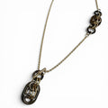 Hermes Pendant Eurydis PM Buffalo Horn Chain Necklace Brown Gold