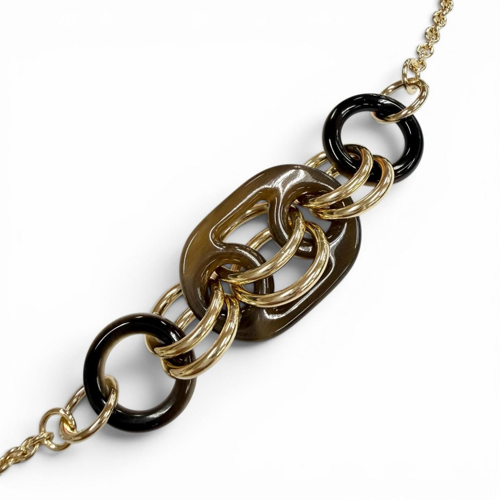 Hermes Pendant Eurydis PM Buffalo Horn Chain Necklace Brown Gold — view 6