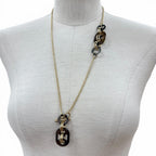 Hermes Pendant Eurydis PM Buffalo Horn Chain Necklace Brown Gold — view 3