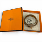 Hermes Minike Tall Double Tour Jaune Poussin Pink Gold Leather Bracelet T2 — view 2