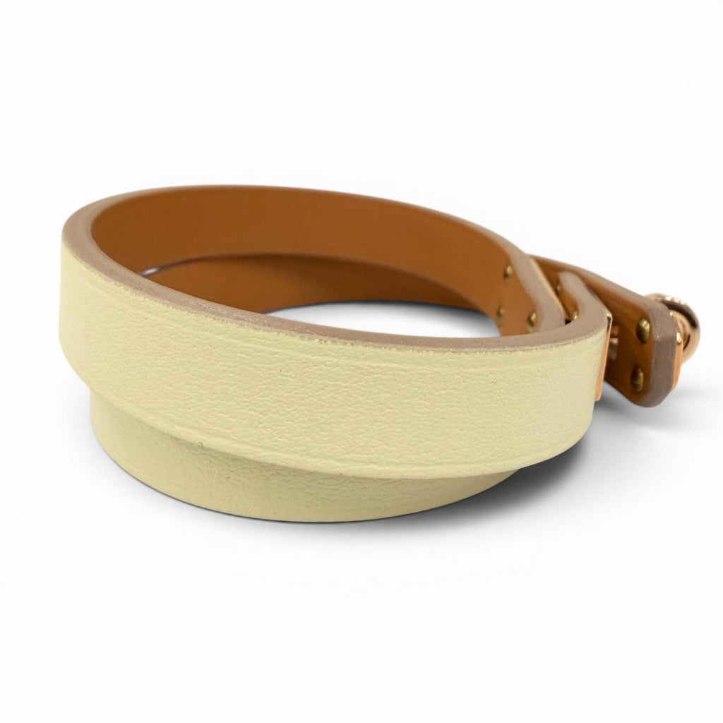 Hermes Minike Tall Double Tour Jaune Poussin Pink Gold Leather Bracelet T2 — view 5