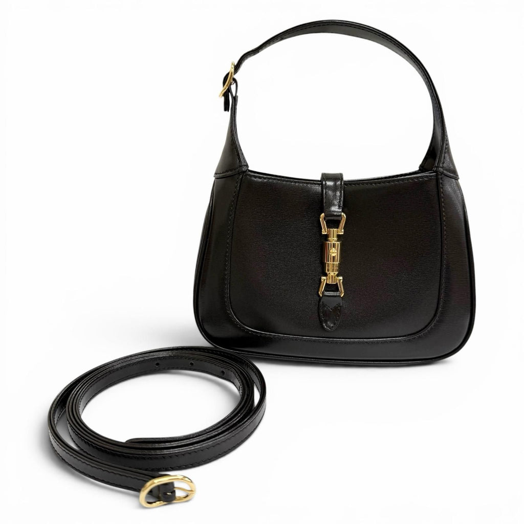 Gucci Jackie Mini Shoulder Bag Leather 2-Way Black Gold