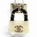 Chanel 23c Quilted Turnlock Bag Charm Ring White Black Gold